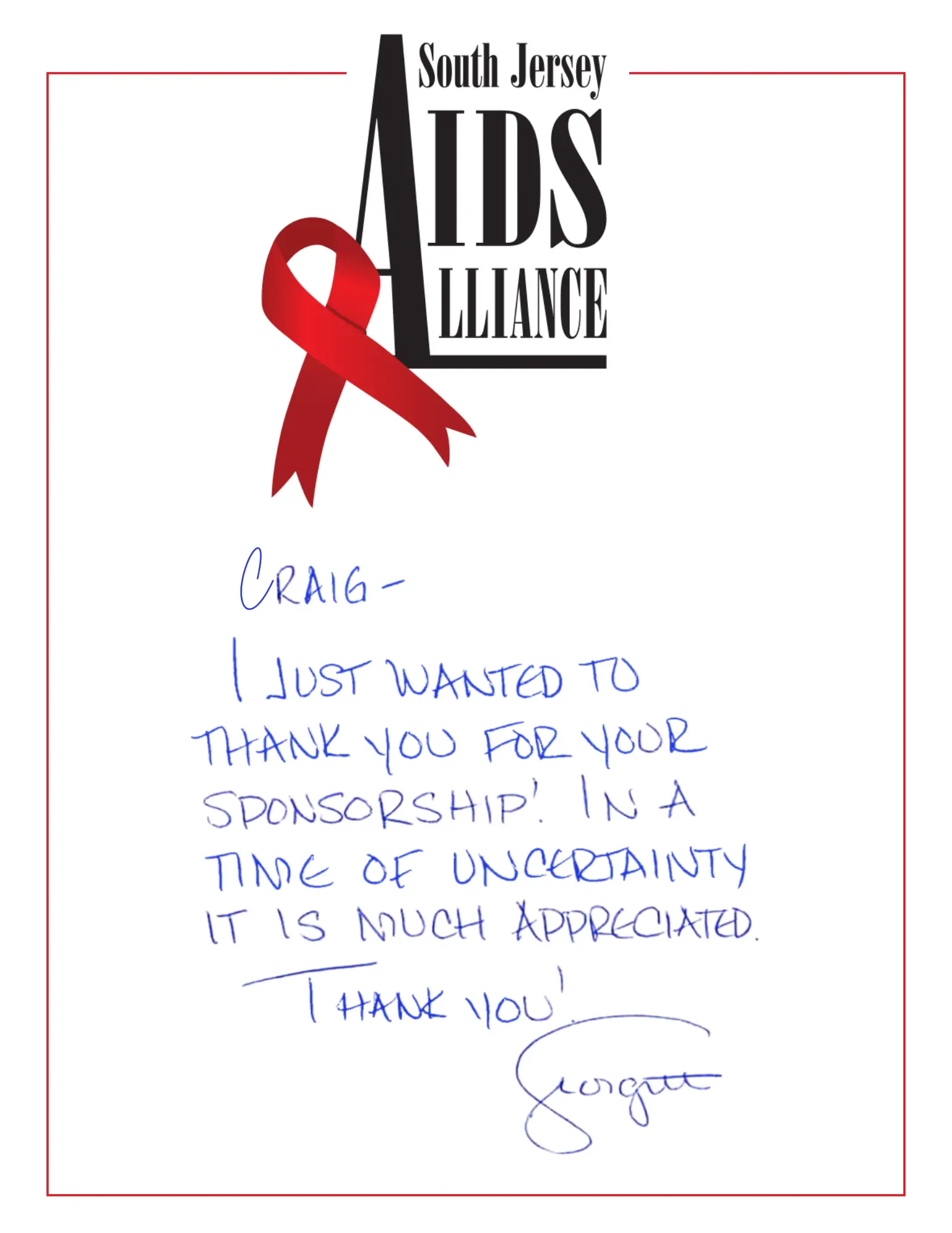 NJAW Thank You Note