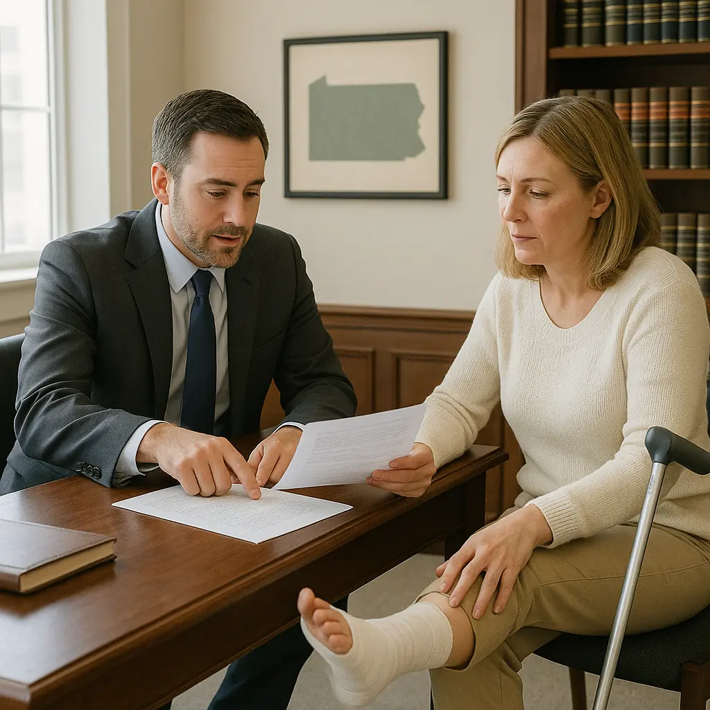 Pennsylvania slip and fall lawyer with injured client