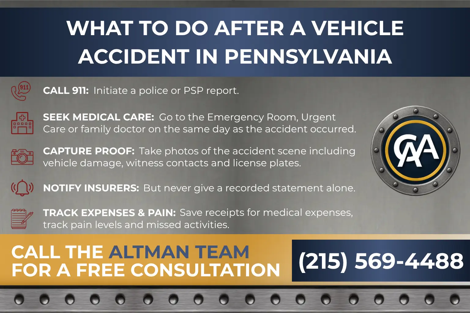 what to do after an accident involving cars in Pennsylvania