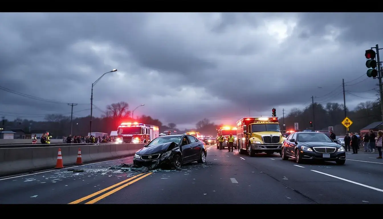 car accident scene on interstate in Philadelphia
