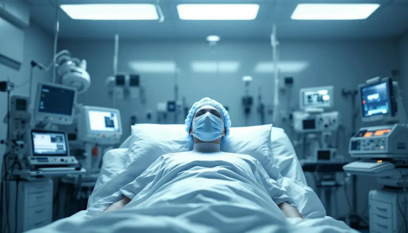 individual with brain injury in hospital room in a bed with monitors